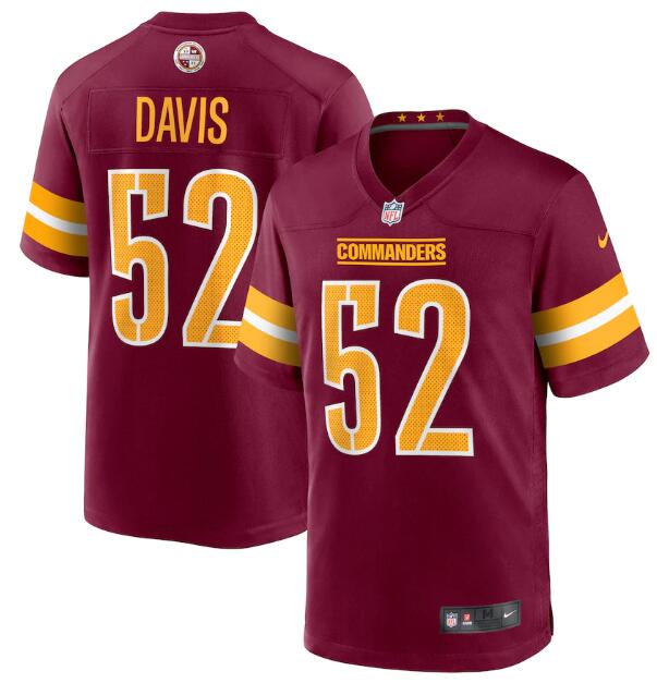 Personalized Men’s Washington Commanders #52 Jamin Davis 2022 Burgundy Game Stitched Jersey