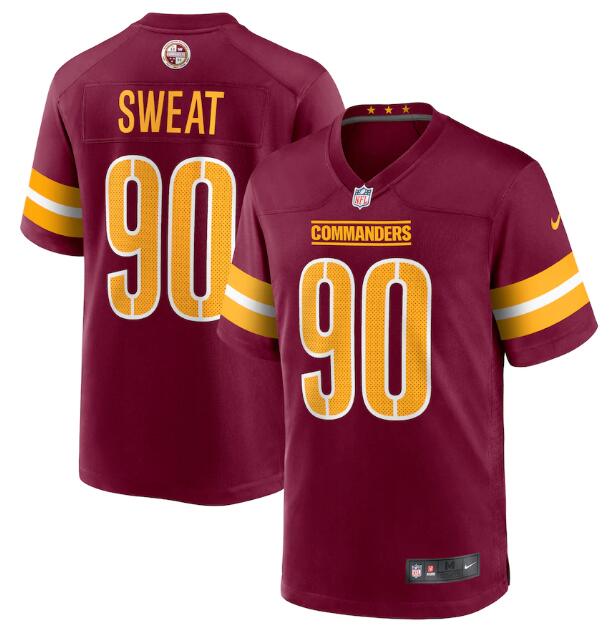 Personalized Men’s Washington Commanders #90 Montez Sweat 2022 Burgundy Game Stitched Jersey