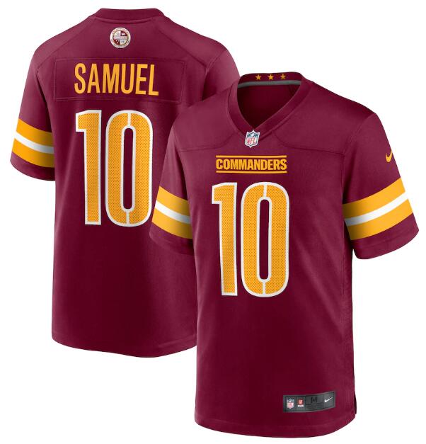 Personalized Men’s Washington Commanders #10 Curtis Samuel 2022 Burgundy Game Stitched Jersey