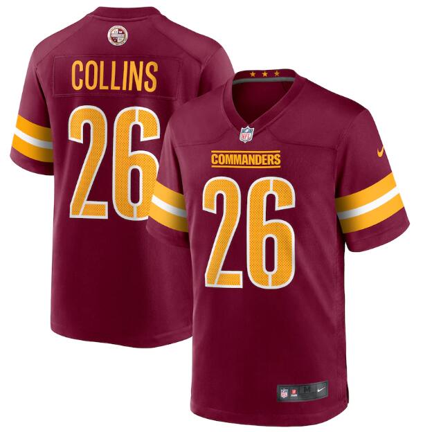 Personalized Men’s Washington Commanders #26 Landon Collins 2022 Burgundy Game Stitched Jersey
