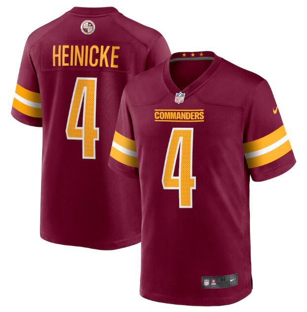 Personalized Men’s Washington Commanders #4 Taylor Heinicke 2022 Burgundy Game Stitched Jersey