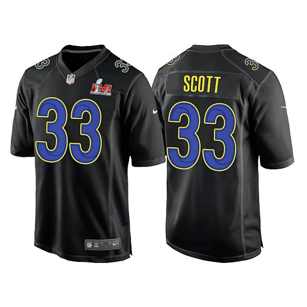 Personalized Men’s Los Angeles Rams #33 Nick Scott 2022 Black Super Bowl LVI Game Stitched Jersey