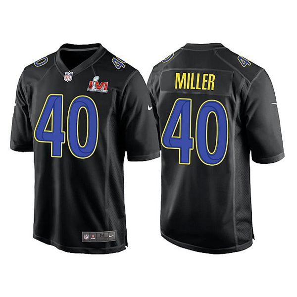 Personalized Men’s Los Angeles Rams #40 Von Miller 2022 Black Super Bowl LVI Game Stitched Jersey