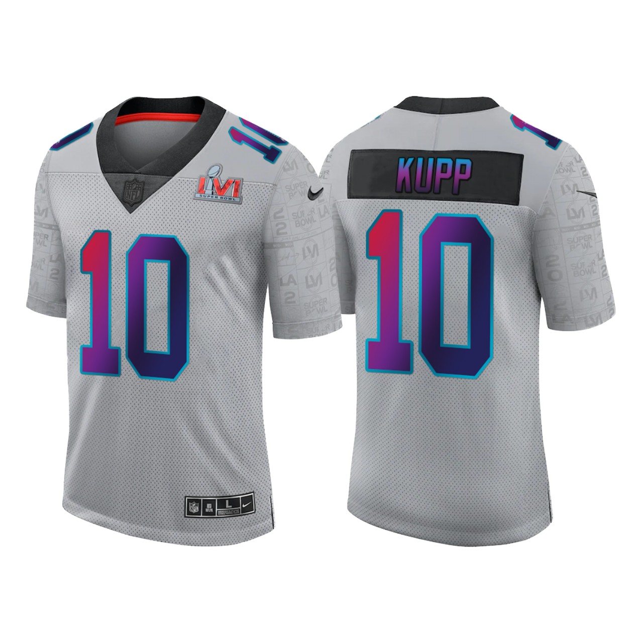 Personalized Men’s Los Angeles Rams #10 Cooper Kupp 2022 Grey Super Bowl LVI Limited Stitched Jersey
