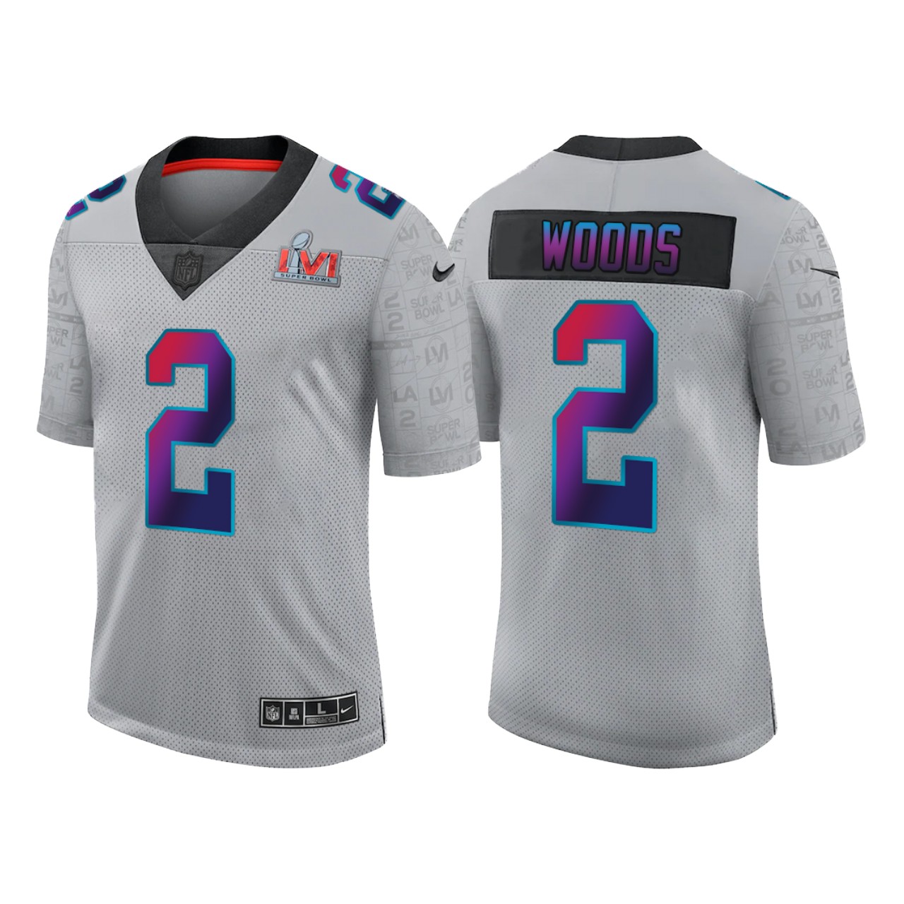 Personalized Men’s Los Angeles Rams #2 Robert Woods 2022 Grey Super Bowl LVI Limited Stitched Jersey