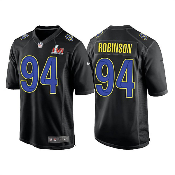Personalized Men’s Los Angeles Rams #94 A’Shawn Robinson 2022 Black Super Bowl LVI Game Stitched Jersey