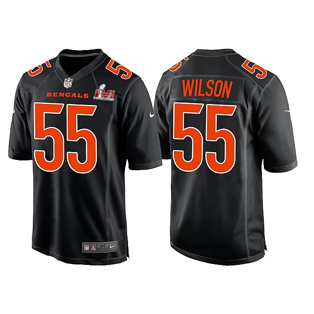 Personalized Men’s Cincinnati Bengals #55 Logan Wilson 2022 Black Super Bowl LVI Game Stitched Jersey