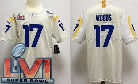 Personalized Men’s Los Angeles Rams #17 Robert Woods Limited Bone 2022 Super Bowl LVI Bound Jersey