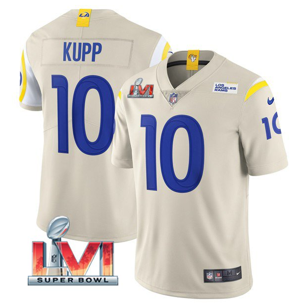 Personalized Men’s Los Angeles Rams #10 Cooper Kupp 2022 Bone Super Bowl LVI Limited Stitched Jersey