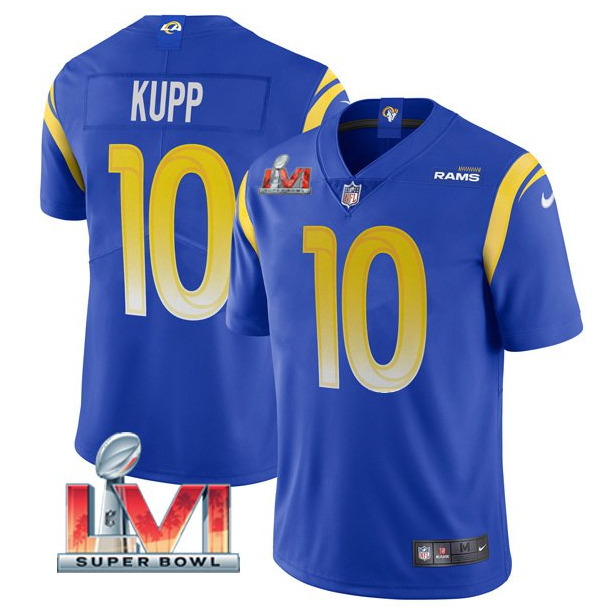 Personalized Men’s Los Angeles Rams #10 Cooper Kupp 2022 Royal Super Bowl LVI Limited Stitched Jersey