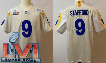 Personalized Men’s Los Angeles Rams #9 Matthew Stafford Limited Bone 2022 Super Bowl LVI Bound Jersey