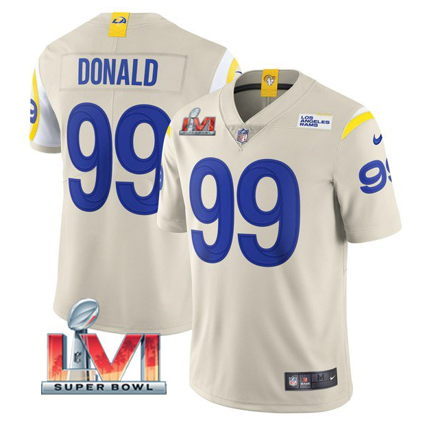 Personalized Men’s Los Angeles Rams #99 Aaron Donald 2022 Bone Super Bowl LVI Limited Stitched Jersey