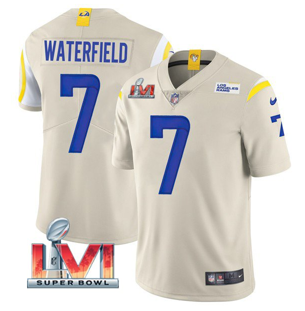 Personalized Men’s Los Angeles Rams #7 Bob Waterfield 2022 Bone Super Bowl LVI Limited Stitched Jersey
