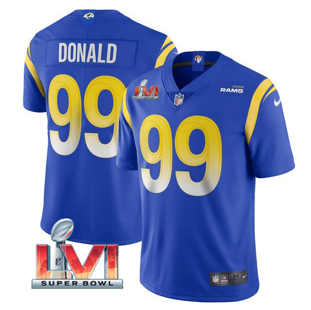 Personalized Men’s Los Angeles Rams #99 Aaron Donald 2022 Royal Super Bowl LVI Limited Stitched Jersey