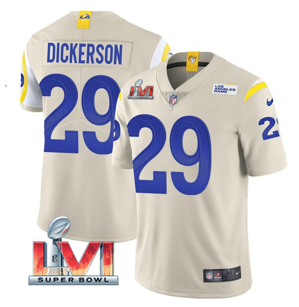Personalized Men’s Los Angeles Rams #29 Eric Dickerson 2022 Bone Super Bowl LVI Limited Stitched Jersey