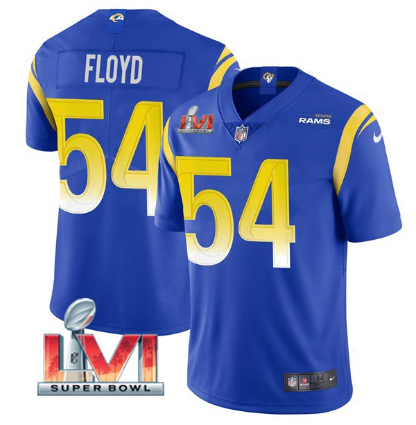 Personalized Men’s Los Angeles Rams #54 Leonard Floyd 2022 Royal Super Bowl LVI Limited Stitched Jersey