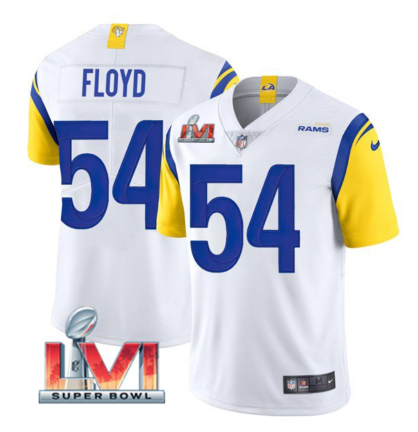 Personalized Men’s Los Angeles Rams #54 Leonard Floyd 2022 White Super Bowl LVI Limited Stitched Jersey
