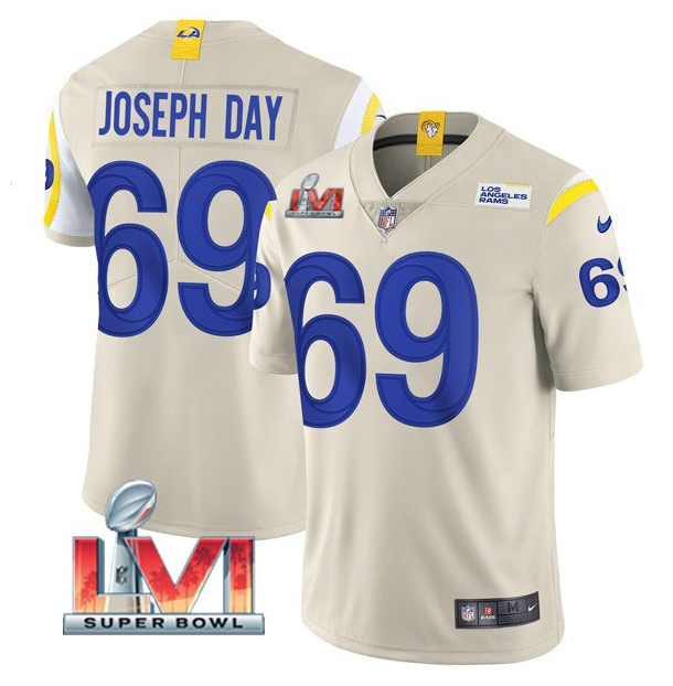 Personalized Men’s Los Angeles Rams #69 Sebastian Joseph-Day 2022 Bone Super Bowl LVI Limited Stitched Jersey