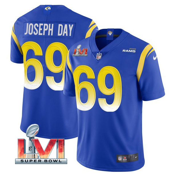 Personalized Men’s Los Angeles Rams #69 Sebastian Joseph-Day 2022 Royal Super Bowl LVI Limited Stitched Jersey