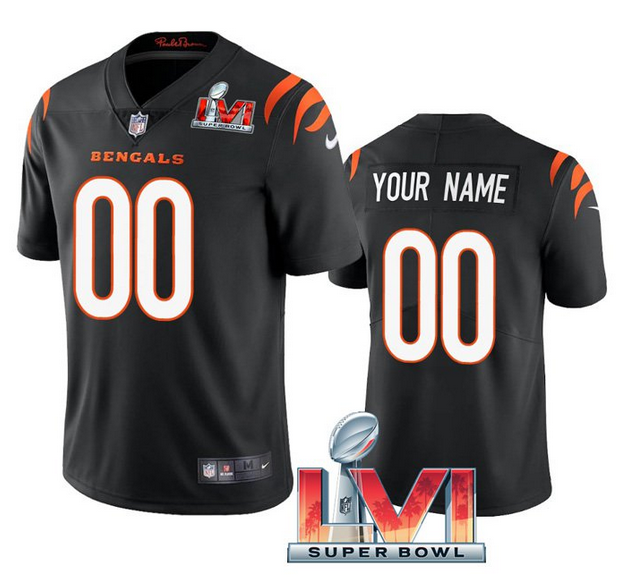Personalized Men’s Cincinnati Bengals ACTIVE PLAYER 2022 Black Super Bowl LVI Limited Stitched Jersey