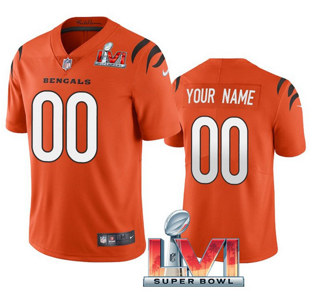 Personalized Men’s Cincinnati Bengals ACTIVE PLAYER 2022 Orange Super Bowl LVI Limited Stitched Jersey