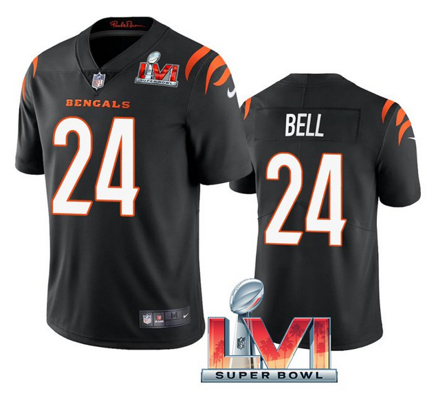 Personalized Men’s Cincinnati Bengals #24 Vonn Bell 2022 Black Super Bowl LVI Limited Stitched Jersey
