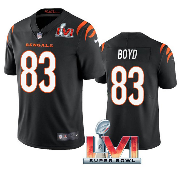 Personalized Men’s Cincinnati Bengals #83 Tyler Boyd 2022 Black Super Bowl LVI Limited Stitched Jersey