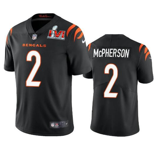 Personalized Men’s Cincinnati Bengals #2 Evan McPherson 2022 Black Super Bowl LVI Limited Stitched Jersey