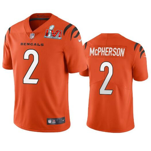 Personalized Men’s Cincinnati Bengals #2 Evan McPherson 2022 Orange Super Bowl LVI Limited Stitched Jersey