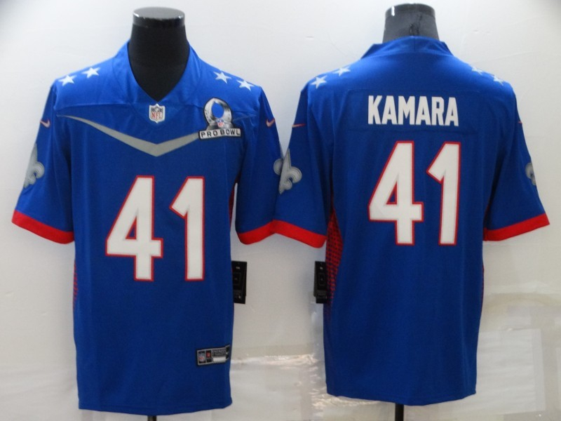 Personalized Saints 41 Alvin Kamara Blue 2022 NFC Pro Bowl Limited Jersey