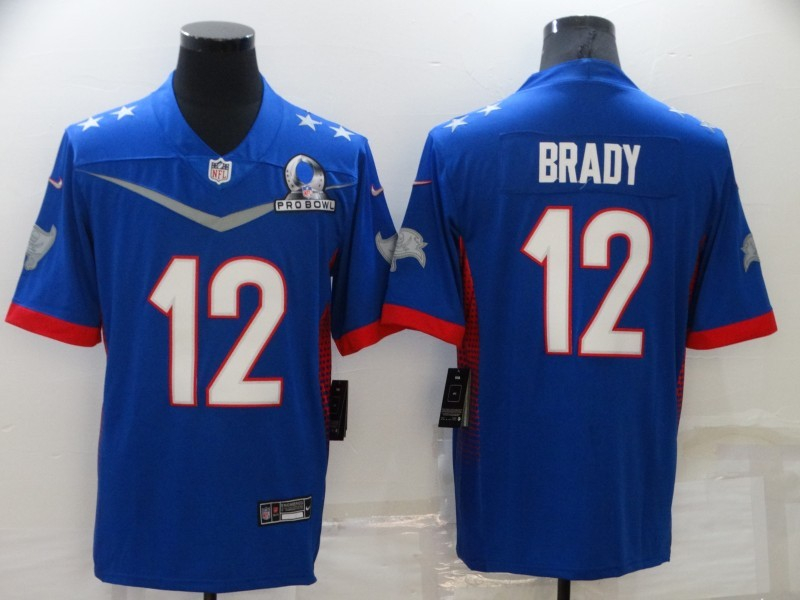 Personalized Buccaneers 12 Tom Brady Blue 2022 NFC Pro Bowl Limited Jersey