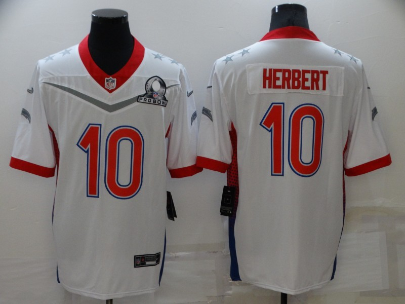 Personalized Chargers 10 Justin Herbert White 2022 NFC Pro Bowl Limited Jersey