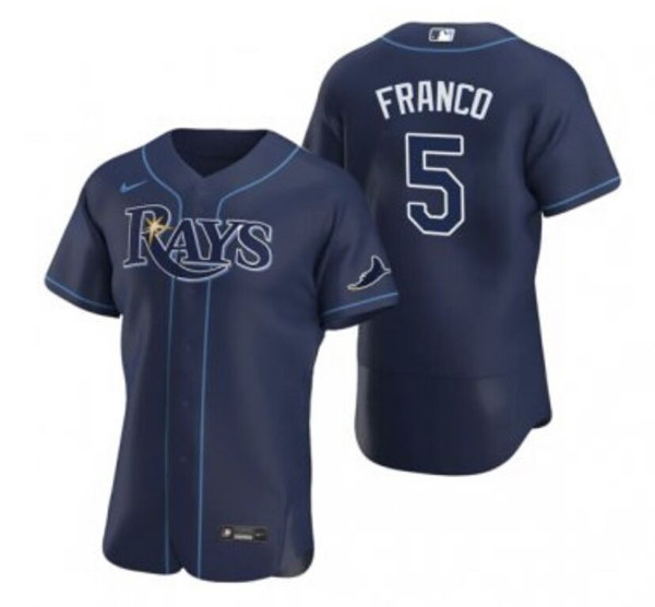 Personalized Men’s Tampa Bay Rays #5 Wander Franco Navy Flex Base Stitched Jersey