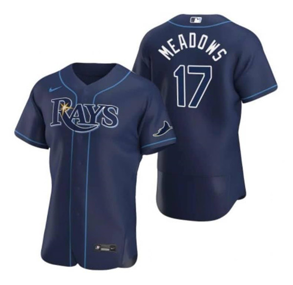 Personalized Men’s Tampa Bay Rays #17 Austin Meadows Navy Flex Base Stitched Jersey