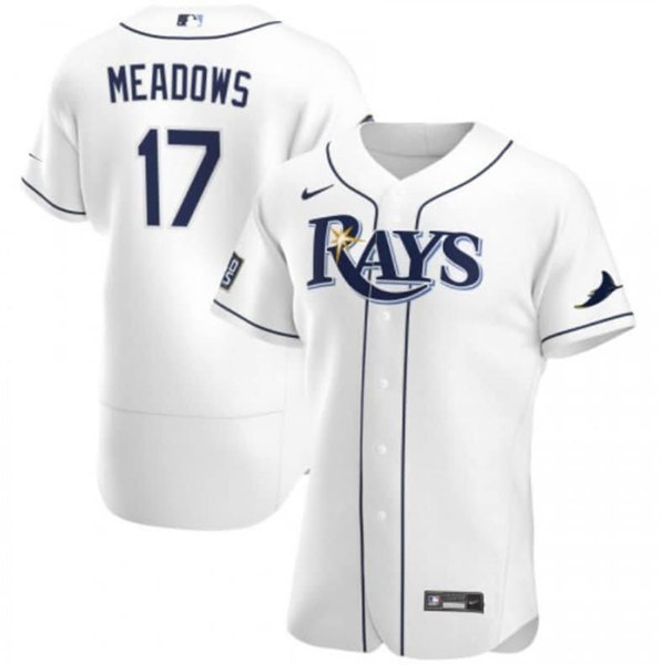 Personalized Men’s Tampa Bay Rays #17 Austin Meadows White Flex Base Stitched Jersey