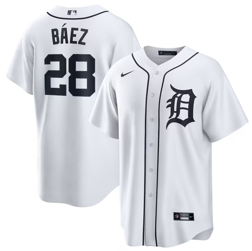 Personalized Men’s Detroit Tigers #28 Javier Baez White Home Jersey