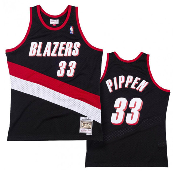 Personalized Men’s Portland Trail Blazers #33 Scottie Pippen Black Throwback Stitched Jersey