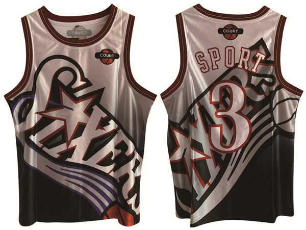 Personalized Men’s Philadelphia 76ers #3 Allen Iverson White Black Print Basketball Jersey