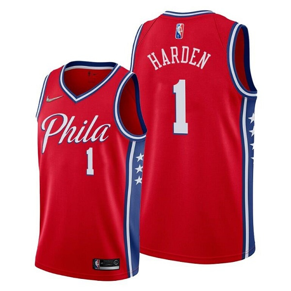 Personalized Men’s Philadelphia 76ers #1 James Harden Red Statement Edition Stitched Jersey