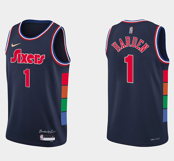 Personalized Men’s Philadelphia 76ers #1 James Harden Navy City Edition Swingman Stitched Jersey