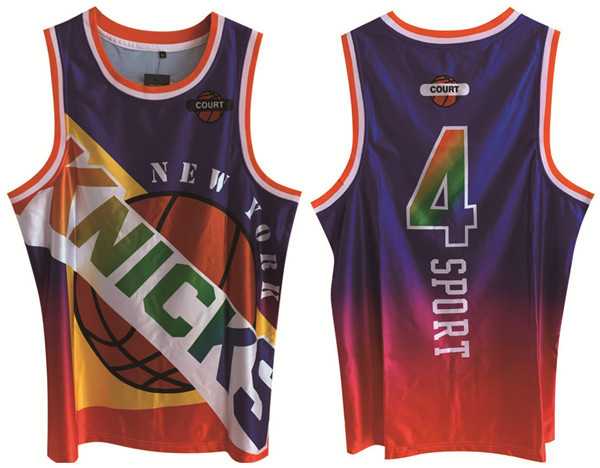 Personalized Men’s New Yok Knicks #4 Derrick Rose Purple Print Basketball Jersey