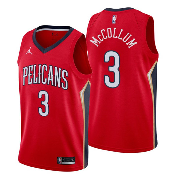 Personalized Men’s New Orleans Pelicans #3 C.J. McCollum Red Statement Edition Stitched Jersey