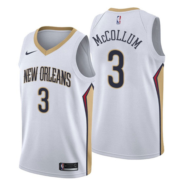 Personalized Men’s New Orleans Pelicans #3 C.J. McCollum White Association Edition Stitched Jersey
