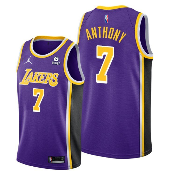 Personalized Men’s Los Angeles Lakers #7 Carmelo Anthony 75th Anniversary Purple Stitched Jersey