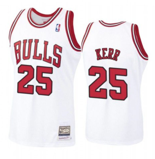 Personalized Men’s Chicago Bulls #25 Steve Kerr White Throwback Stitched Jersey