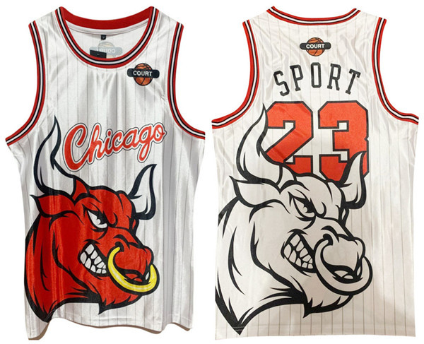 Personalized Men’s Chicago Bulls #23 Michael Jordan White Print Basketball Jersey