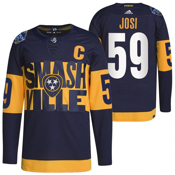 Personalized Men’s Nashville Predators #59 Roman Josi 2022 Navy Stadium Series Breakaway Player Stitched Jersey