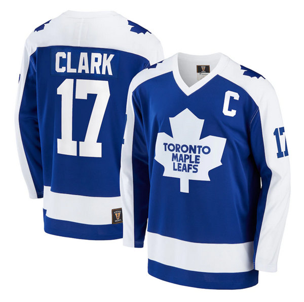 Personalized Men’s Toronto Maple Leafs #17 Wendel Clark Blue Stitched Jersey