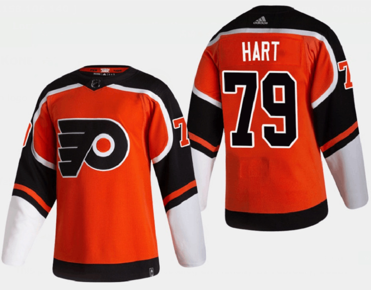 Personalized Men’s Philadelphia Flyers #79 Carter Hart 2021 Orange Reverse Retro Stitched Jersey