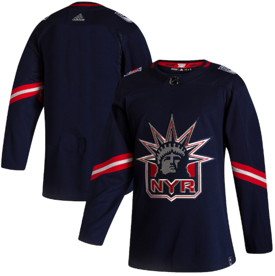 Personalized Men’s New York Rangers Blank 2021 Navy Reverse Retro Stitched Jersey